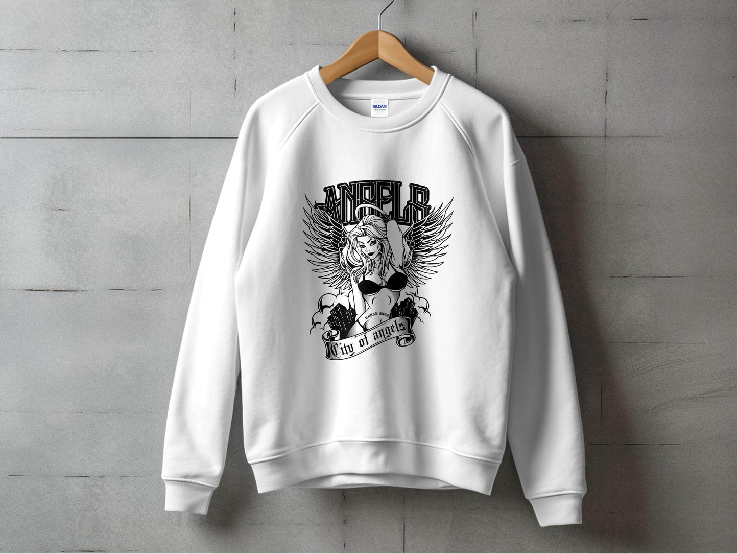 Angel in Urban City Design Printed Graphic Sweater - Design & Vybe
