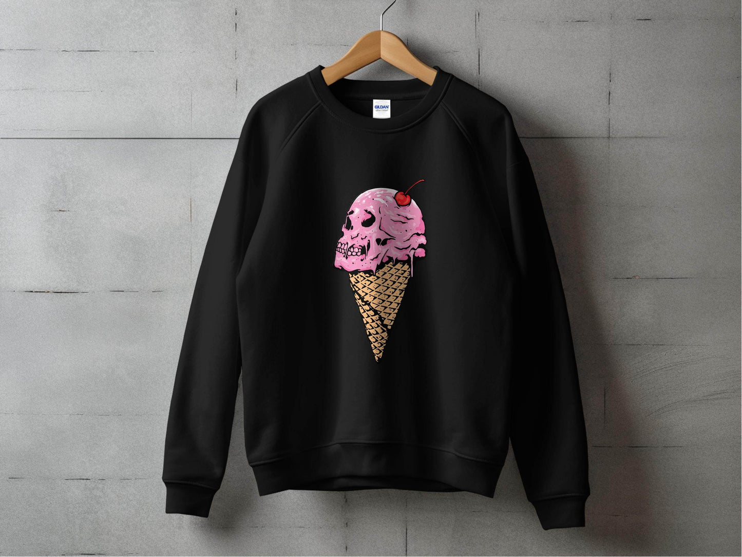 Ice Cream Skull Cone Graphic Illustration for Sweater - Design & Vybe