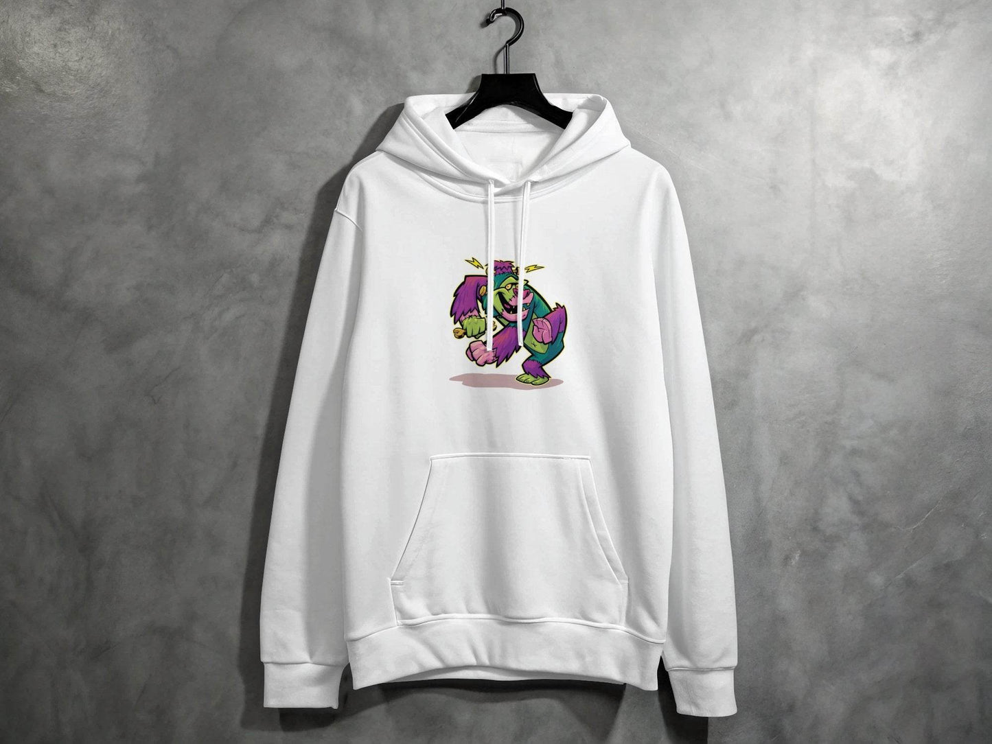 Cartoon Frankenstein with Lightning Strikes Above Hoodie - Design & Vybe