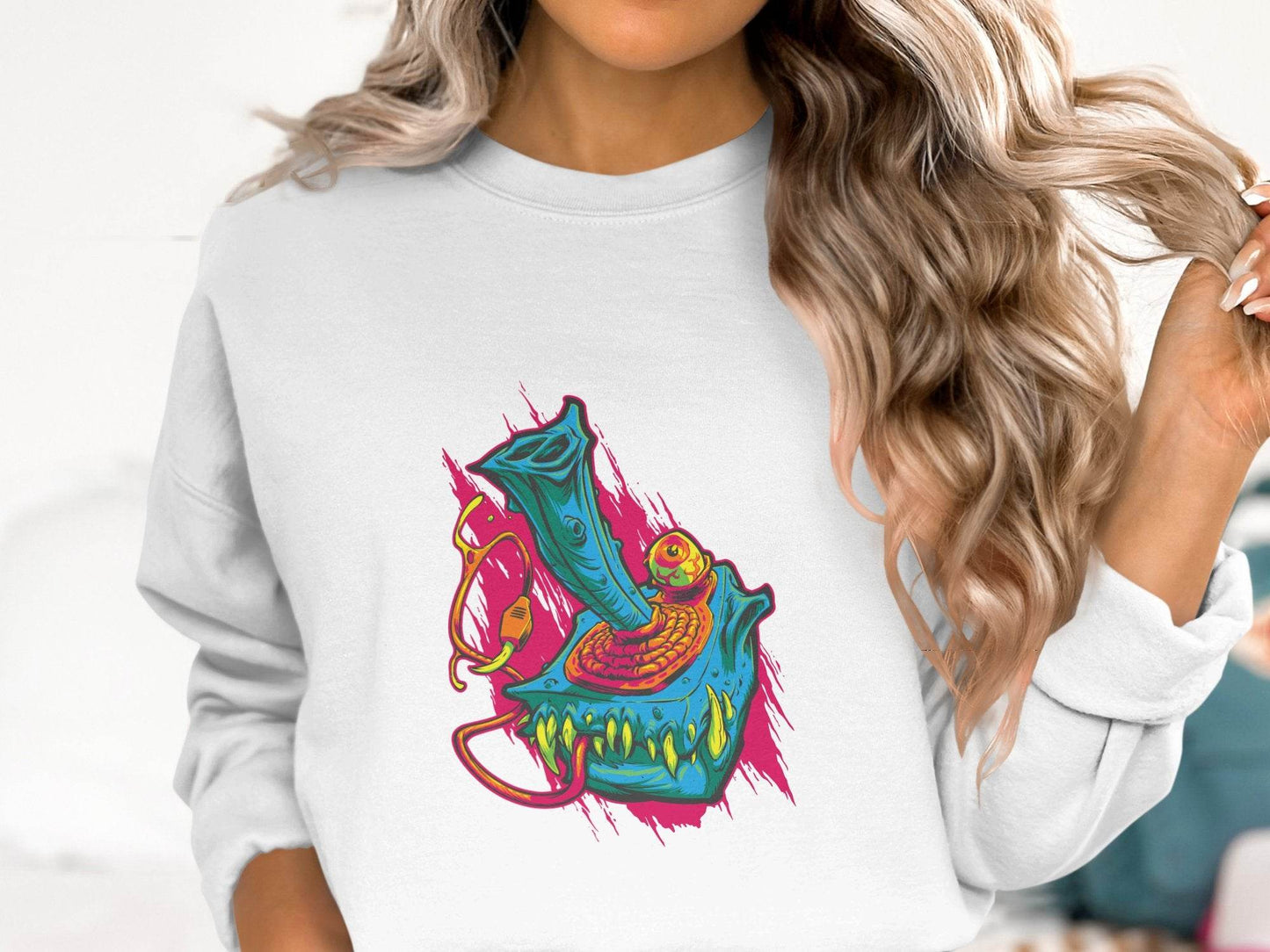 Cyberpunk Monster with Plug and Eyeball Graphic Sweater - Design & Vybe