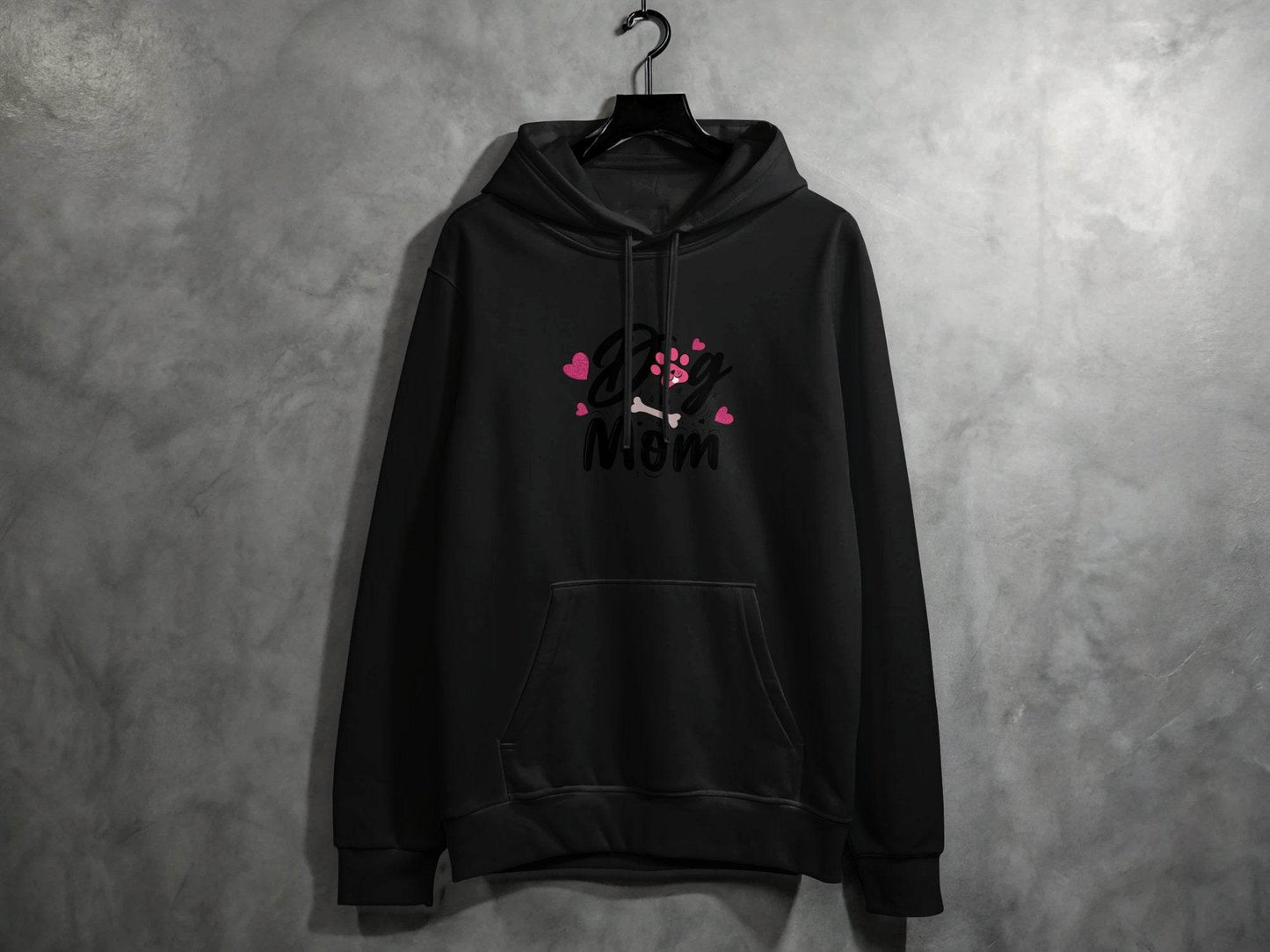 Dog Mom with Hearts and Bone Design Graphic Print Hoodie - Design & Vybe