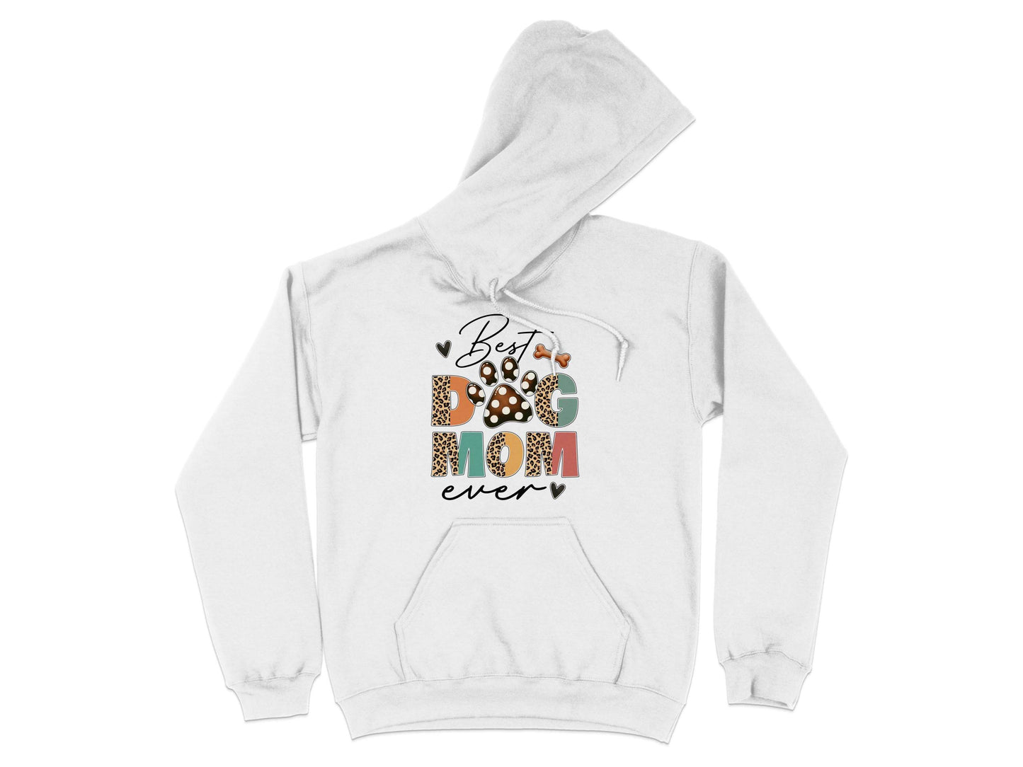Best Dog Mom Ever Animal Print Heart Bone Graphic Hoodie - Design & Vybe