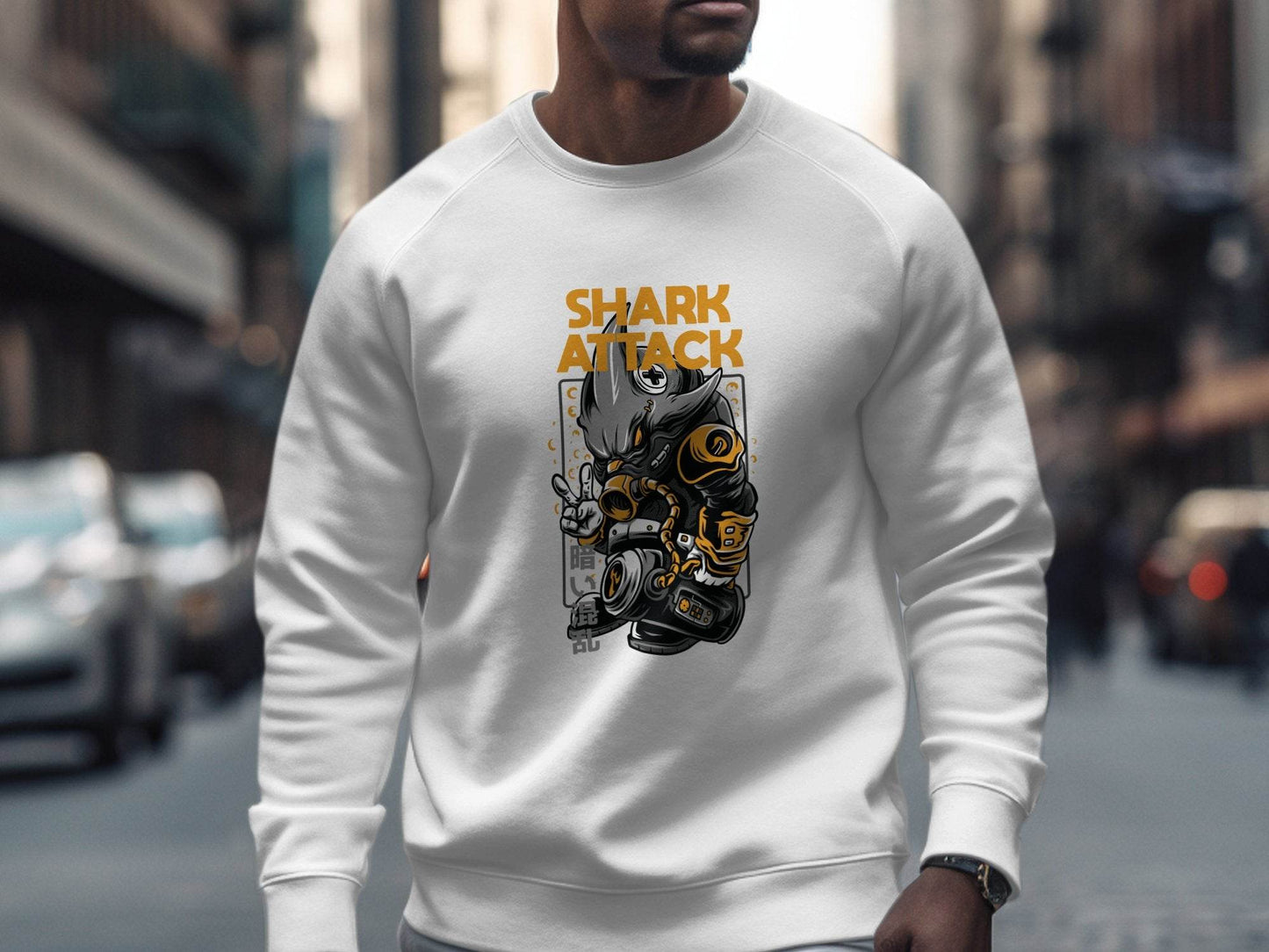 Shark Attack Graphic Illustration Inspired Design Sweater - Design & Vybe