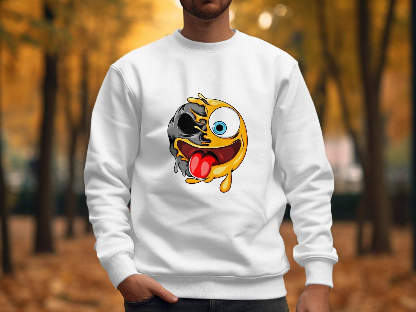 Skull And Emoji Face Combination Funky Design Sweater - Design & Vybe