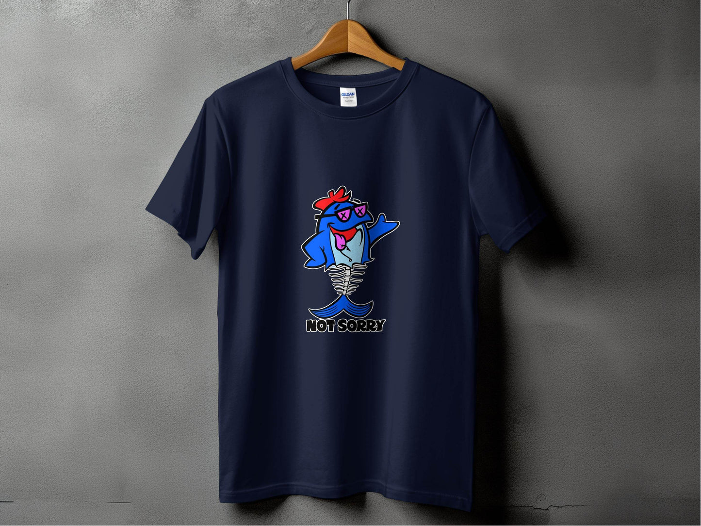 Funny Not Sorry Fish Style Skeleton With Sunglasses T-Shirt - Design & Vybe