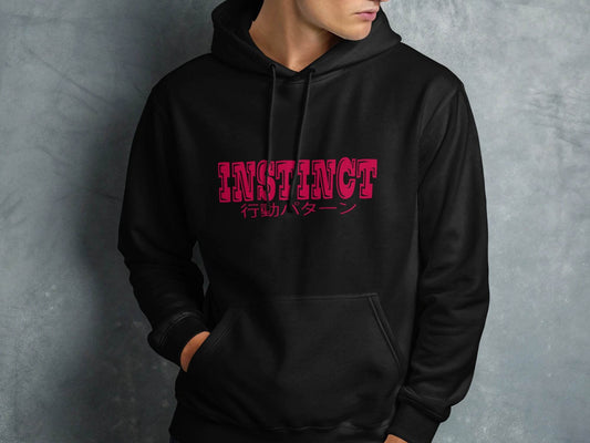 Instinct Japanese Version Text Graphic Design Hoodie - Design & Vybe
