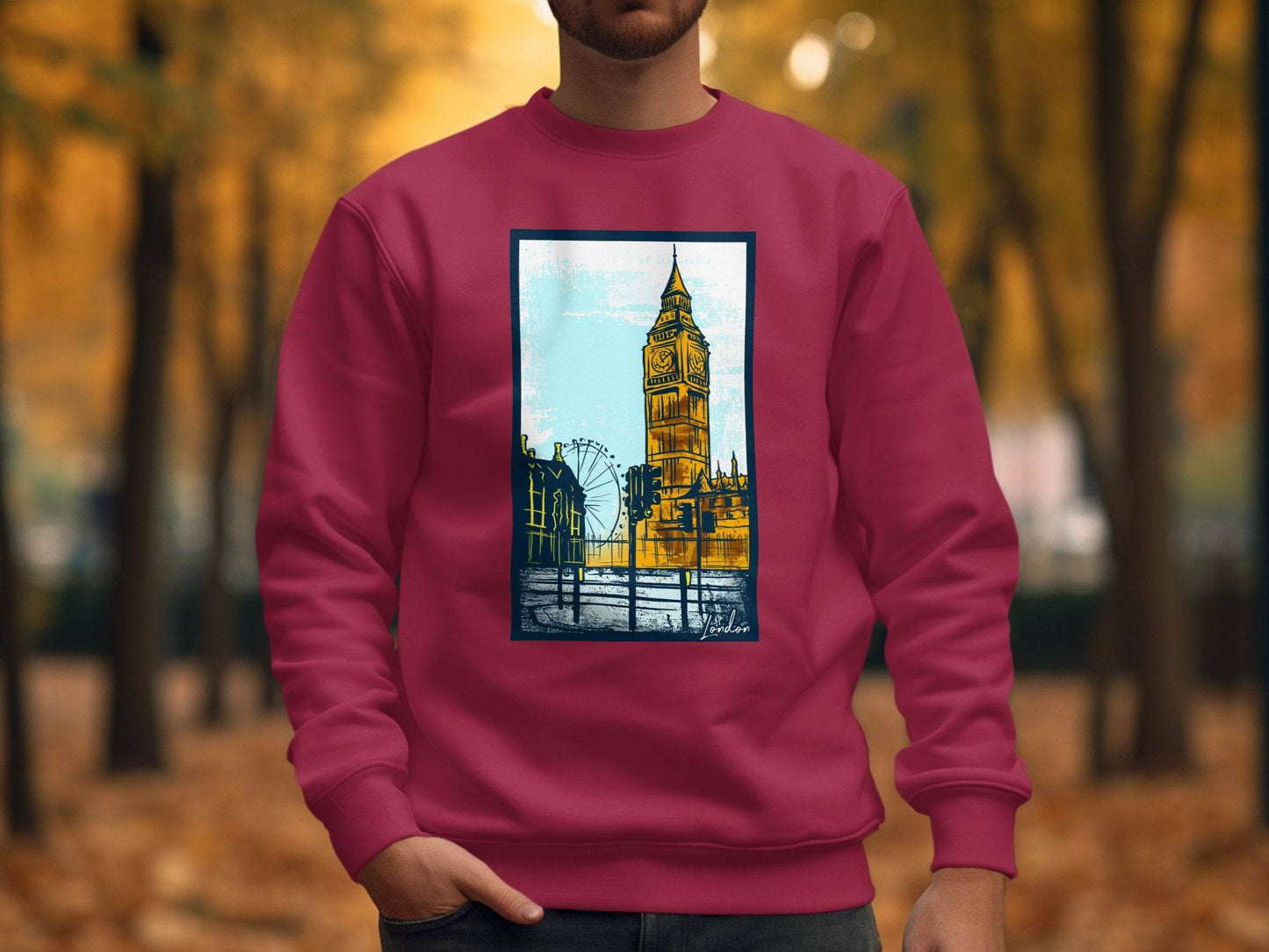 Iconic Big Ben and London Eye Graphic Sweater - Design & Vybe