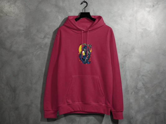 Grim Reaper Holding Beer Glass With Crescent Moon Hoodie - Design & Vybe