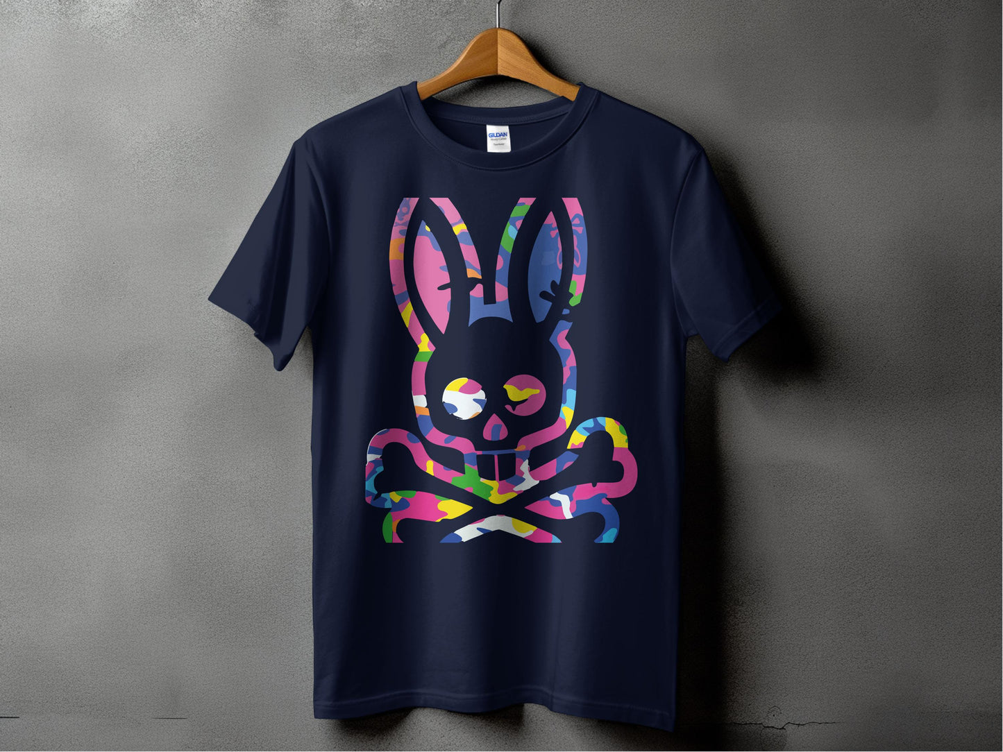 Vibrant Skull Bunny Graphic Design T-Shirt product