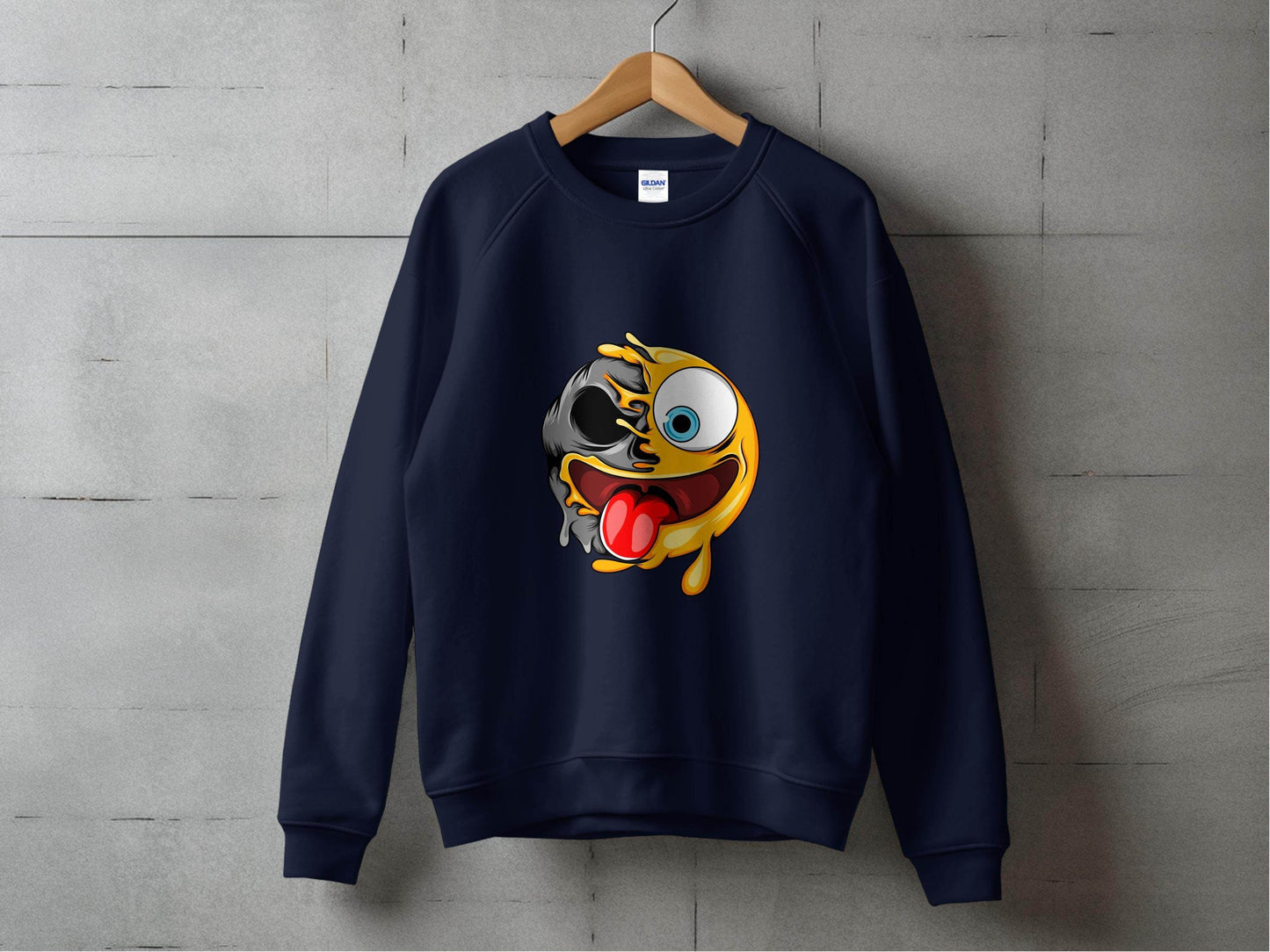 Skull And Emoji Face Combination Funky Design Sweater - Design & Vybe