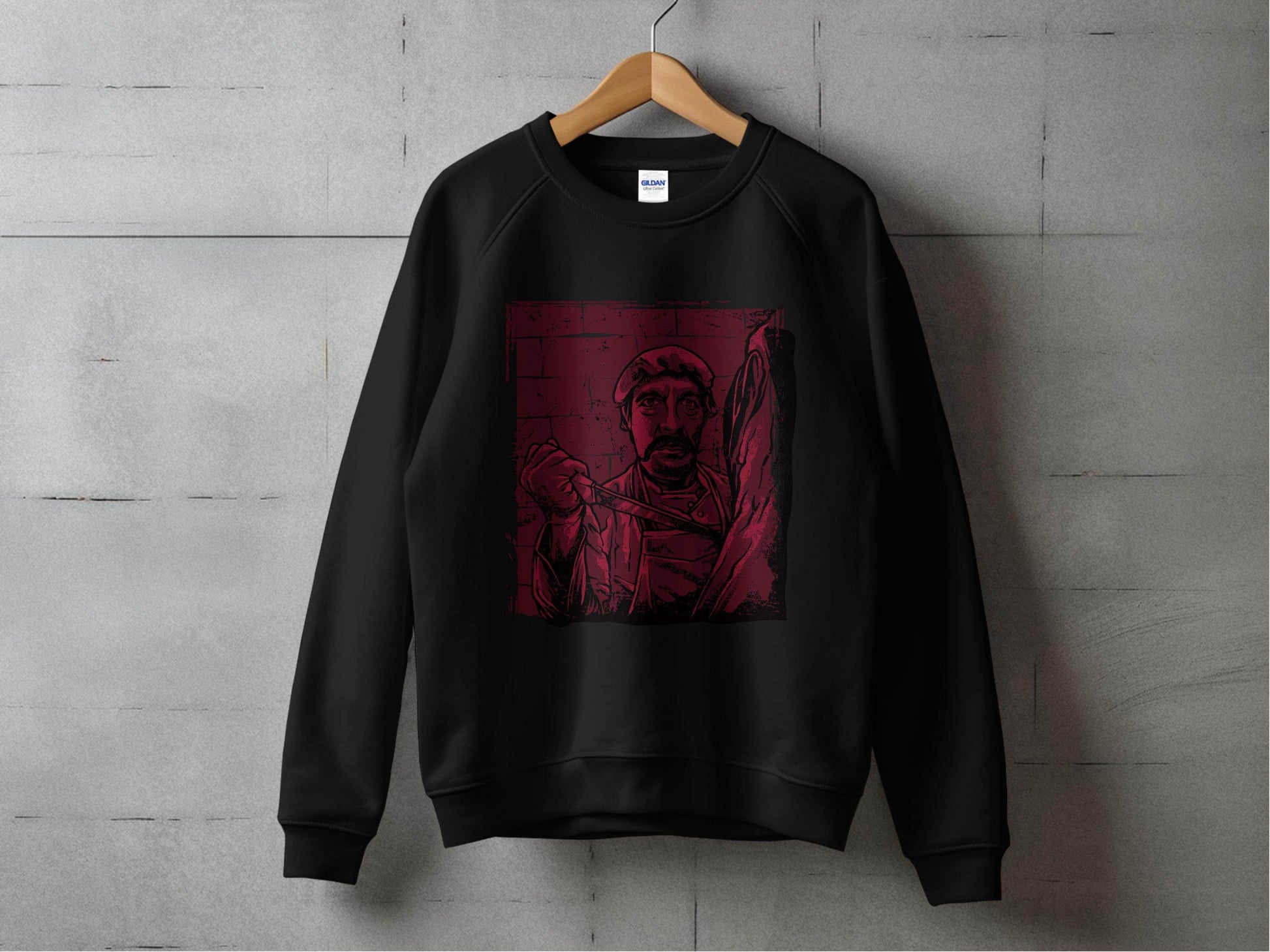 Vintage Butcher with Intense Gaze Graphic Sweater - Design & Vybe