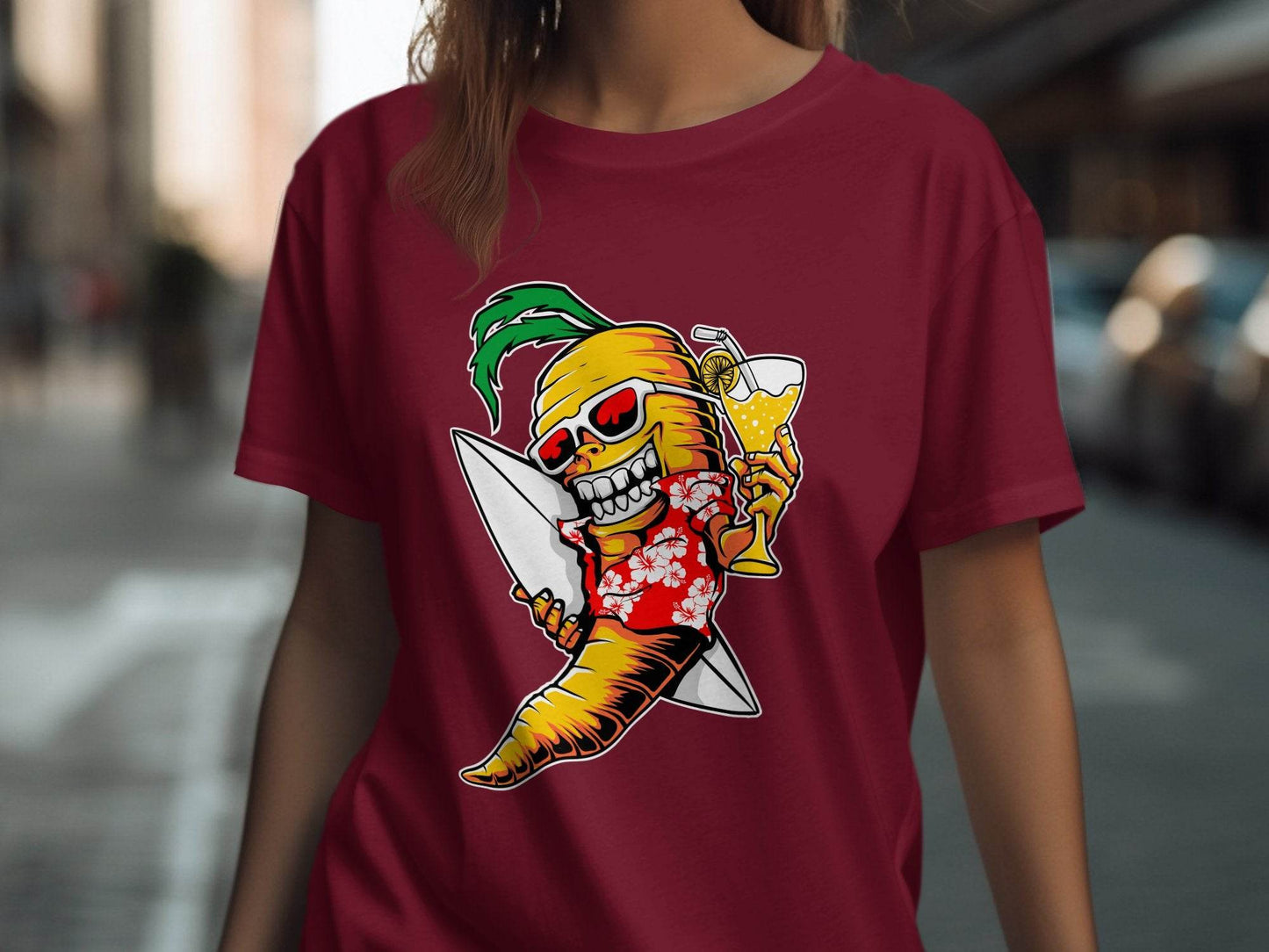 Tropical Vibes Surfboard Carrot Skeleton Graphic T-Shirt - Design & Vybe