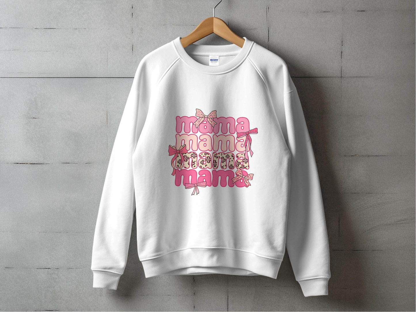 Mama Repeated With Bows Pink Themed Artwork Sweater - Design & Vybe