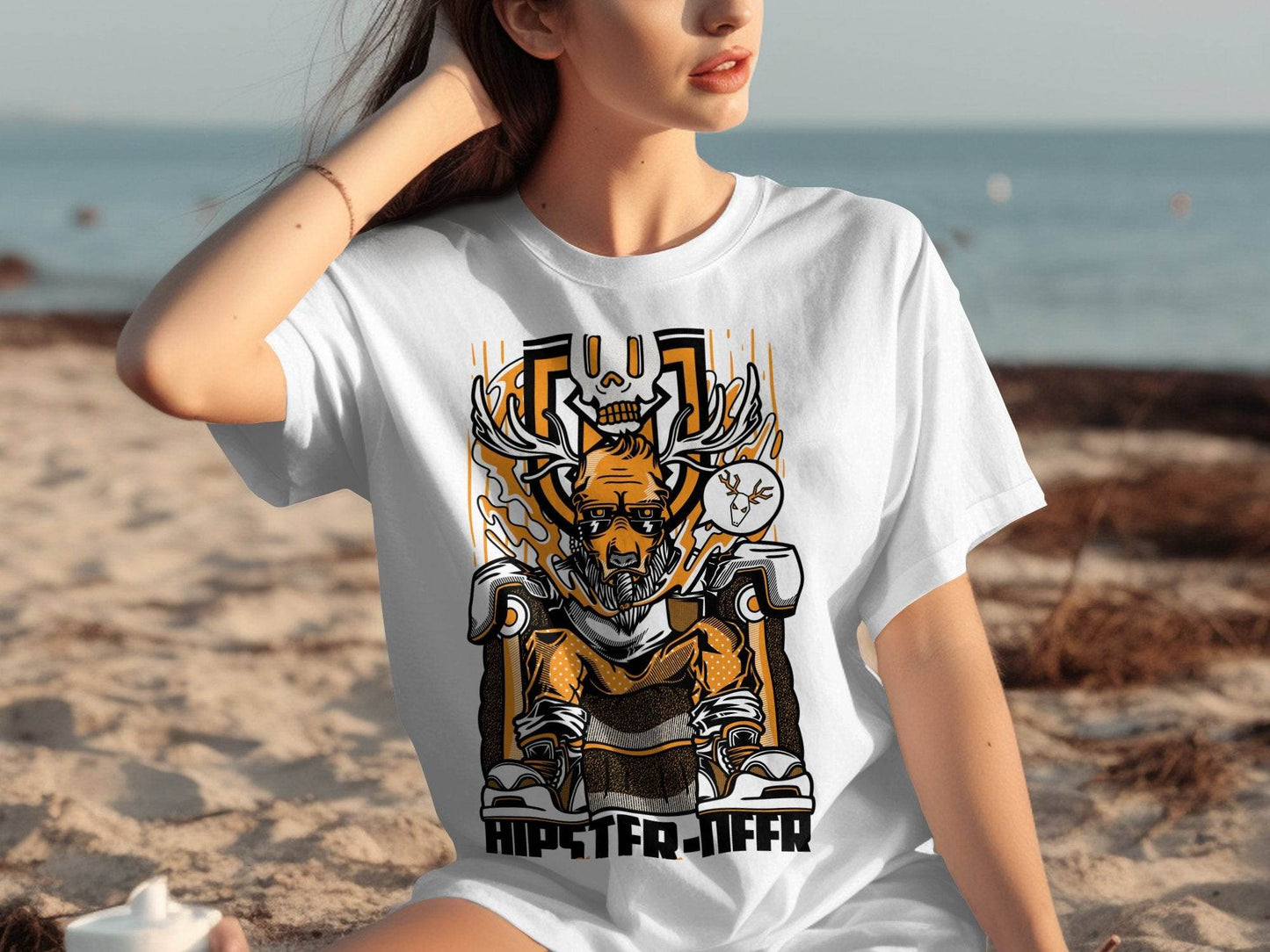 Hipster Deer Street Art Graphic Design For Casual T-Shirt - Design & Vybe