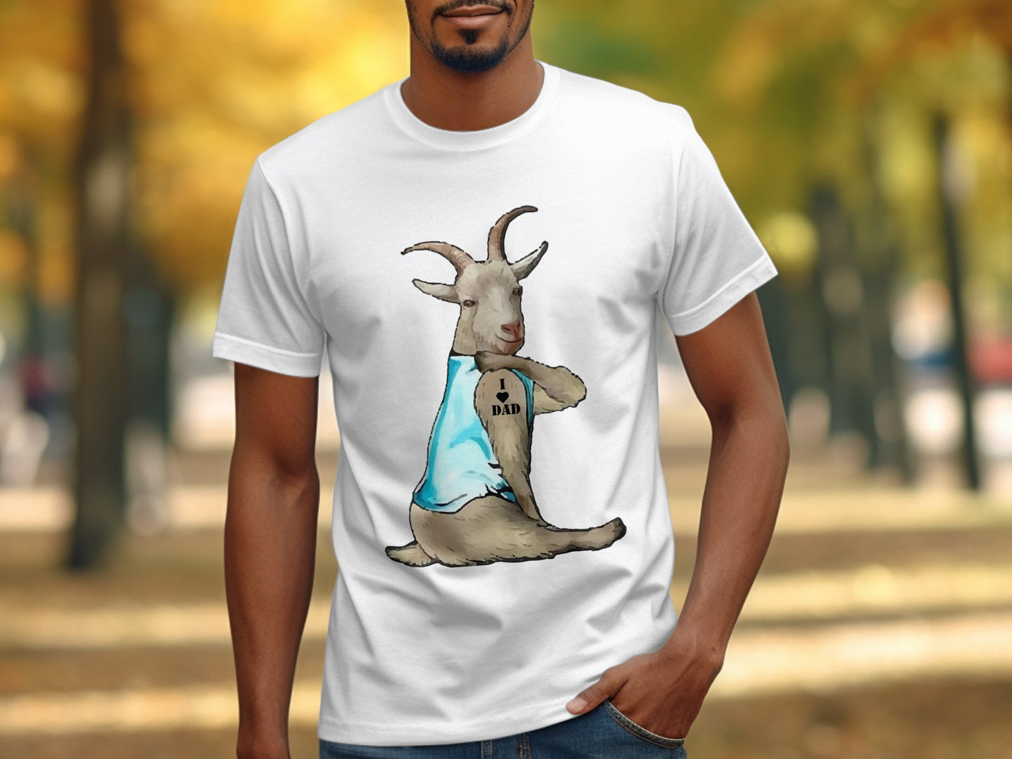 Funny Goat Wearing Dad Shirt Graphic T-Shirt product type