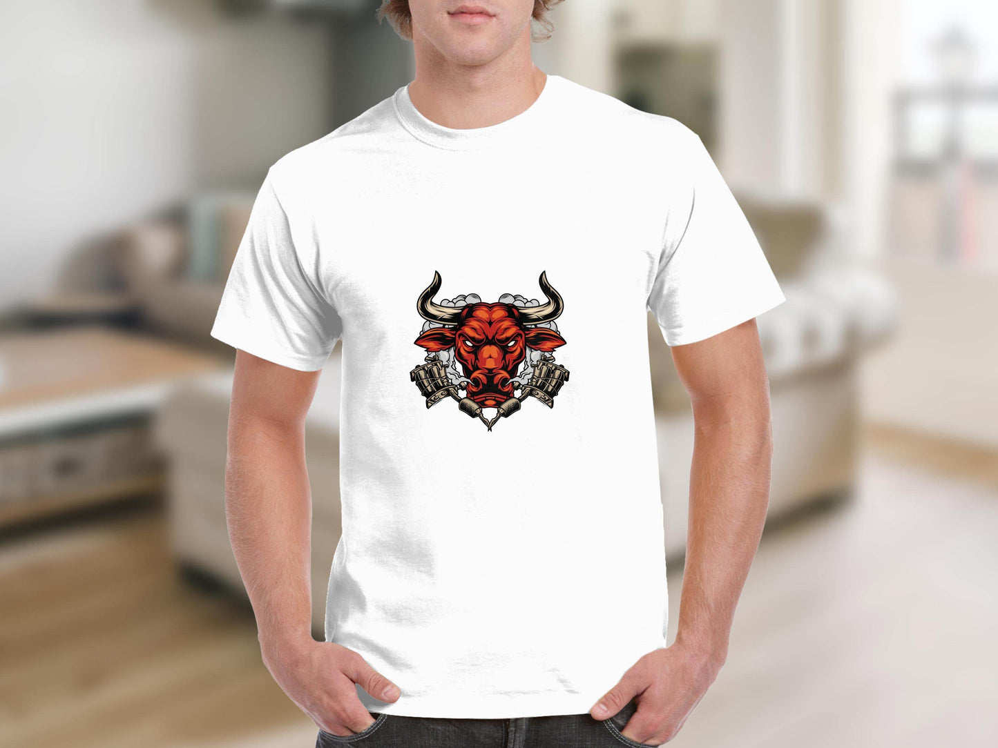 Tattooed Bull Power Design Cool Graphic Vector Art T-Shirt - Design & Vybe