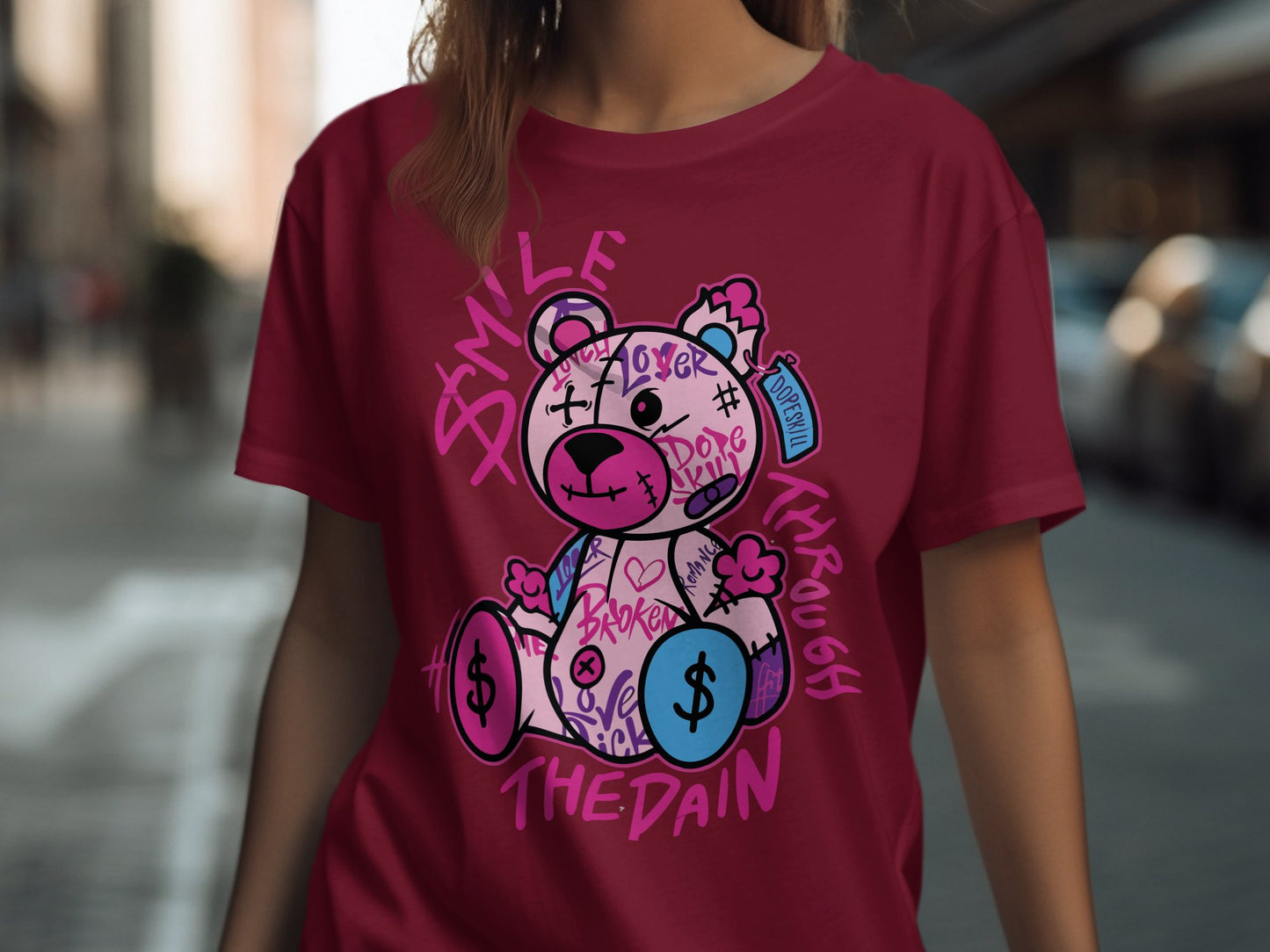 Smile Through The Pain Teddy Bear Graphic Tee product