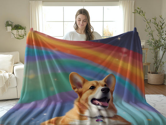 Rainbow Dog Print Colorful Cozy Blanket product