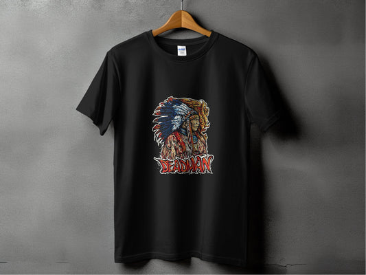 Deadman Portrait with Native American Headdress T-Shirt - Design & Vybe