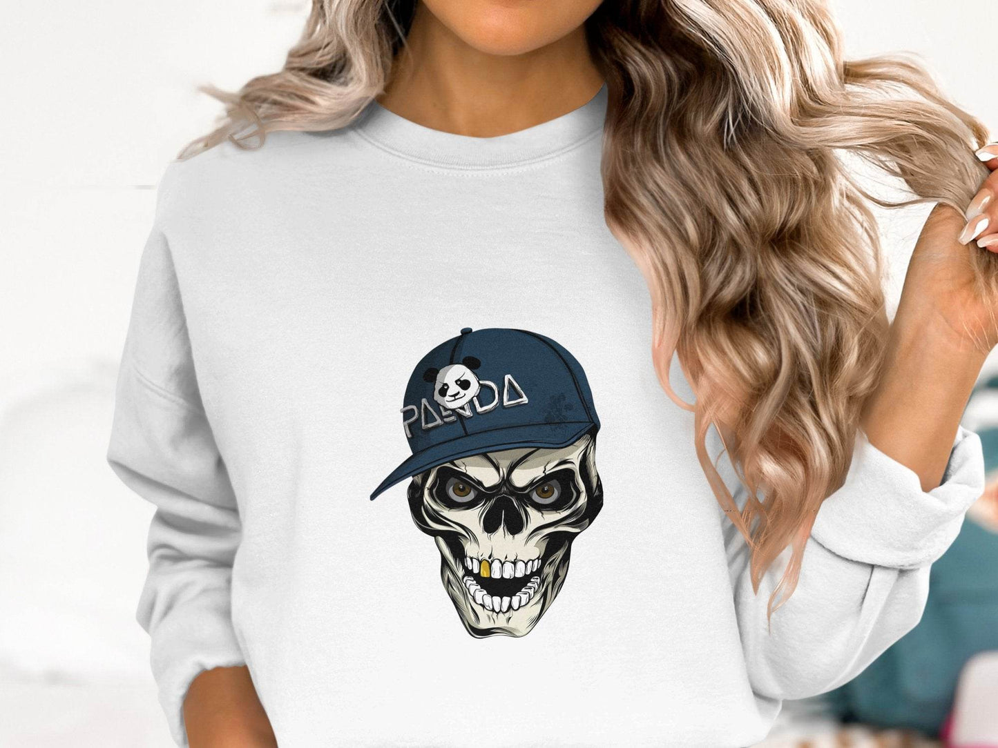 Grim Panda Skeleton on a Dark BaseBall Hat Artwork Sweater - Design & Vybe