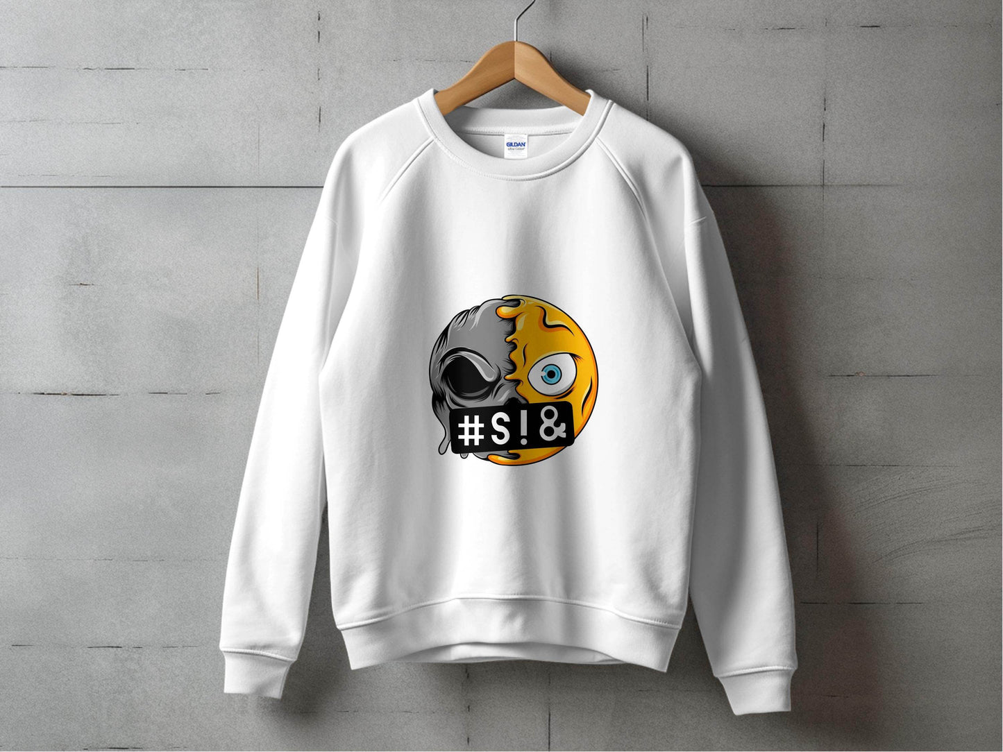 Emoji Half Skull with Hash Symbol Design Novelty Sweater - Design & Vybe
