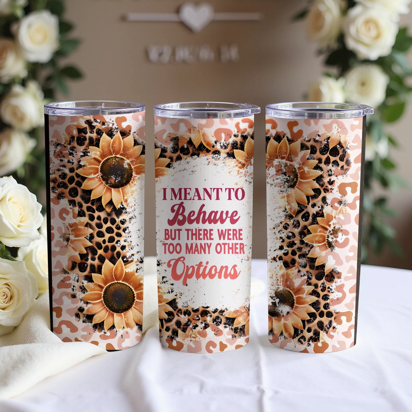 Sunflower Leopard Print Motivational Quote Tumbler product