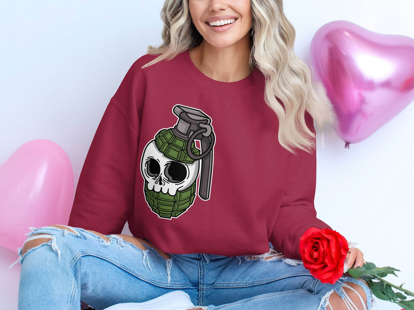 Skull Grenade Graphic Design Funny Unique Style Sweater - Design & Vybe