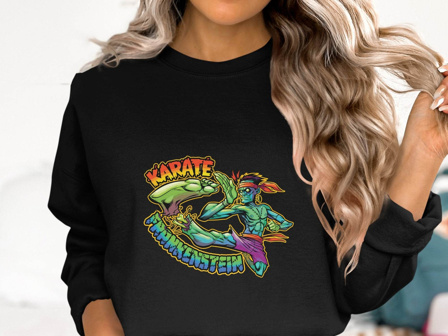 Karate Frankenstein Zombie Monster Funny Halloween Sweater - Design & Vybe