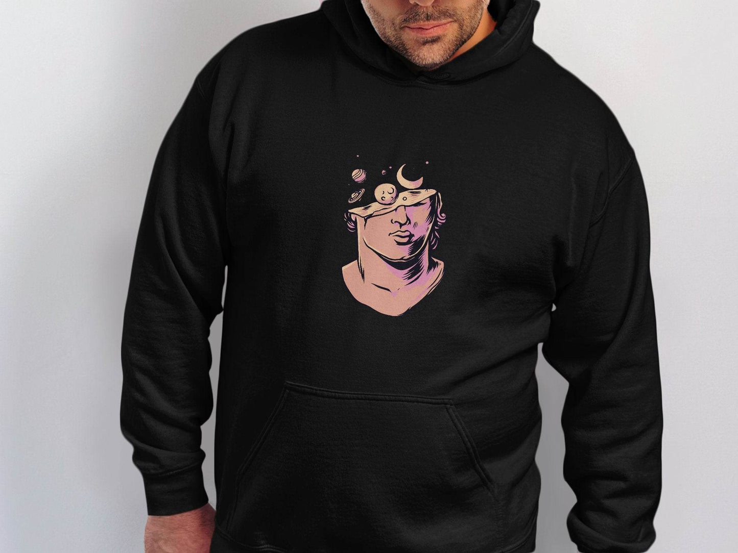 Head in the Space Planets and Moon Graphic Art Hoodie - Design & Vybe