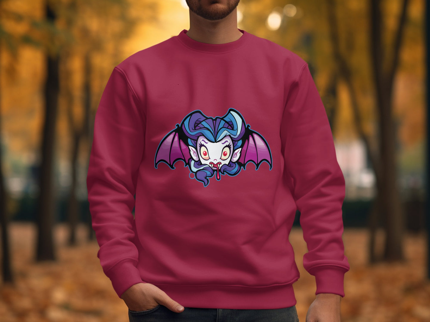 Gothic Bat Design Bold Maroon Sweatshirt product