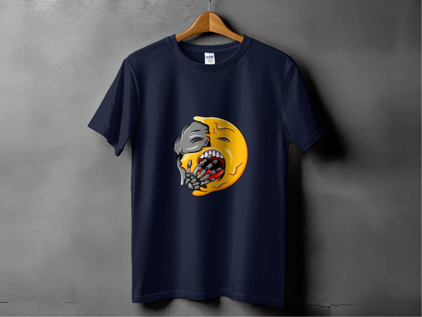 Zombie Emoji Biting Skeleton Hand Illustration T-Shirt - Design & Vybe