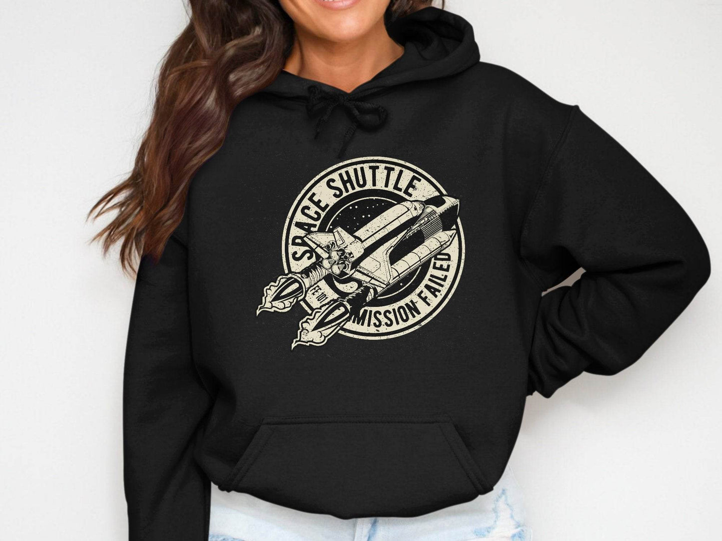 Space Shuttle Mission Failed Graphic Print Hoodie - Design & Vybe