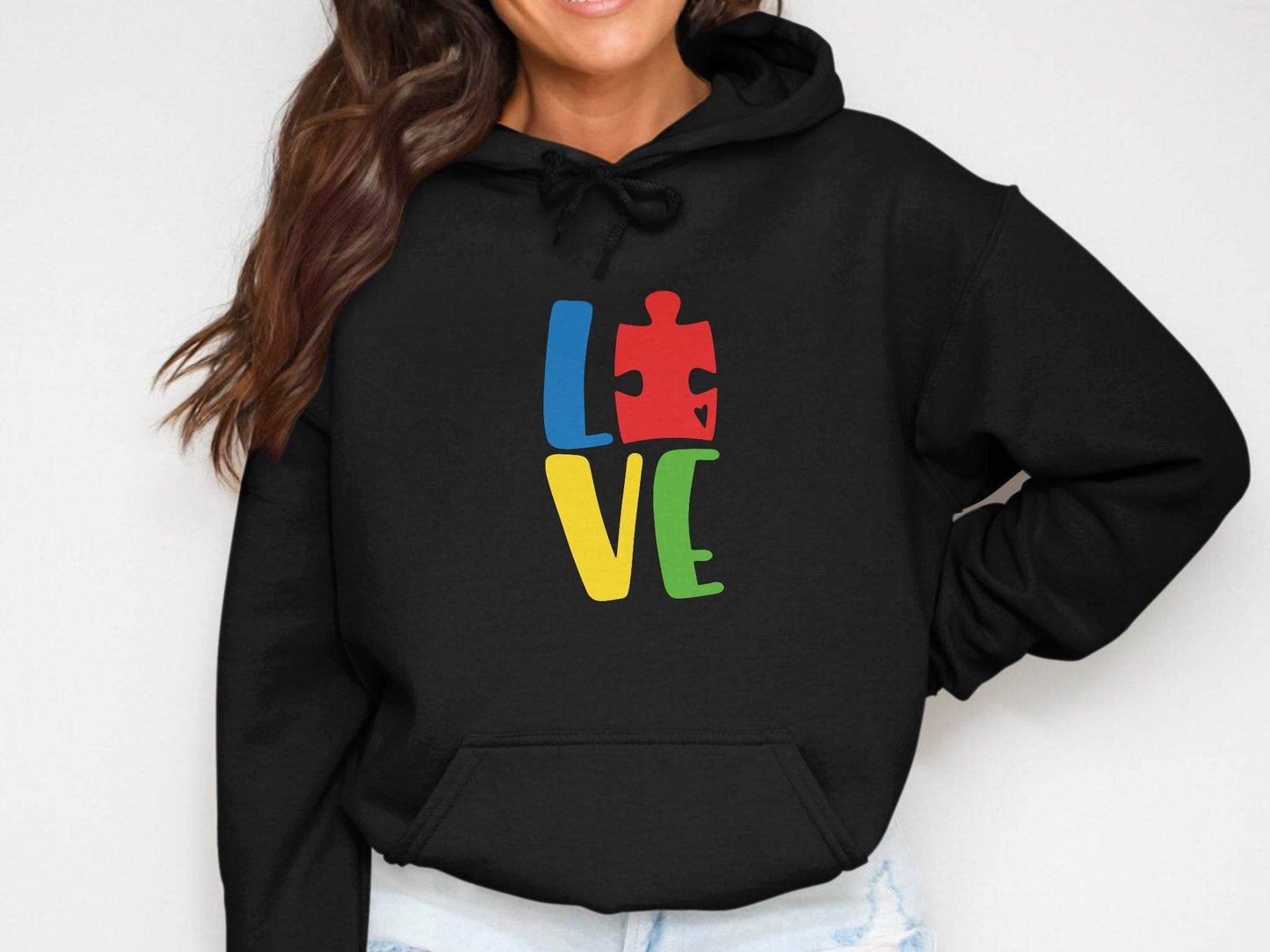 Autism Awareness Puzzle Piece Love Graphic Hoodie - Design & Vybe