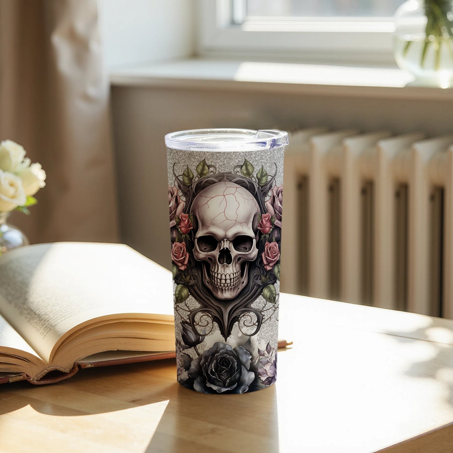 Skull and Roses Insulated Tumbler Drinkware product type