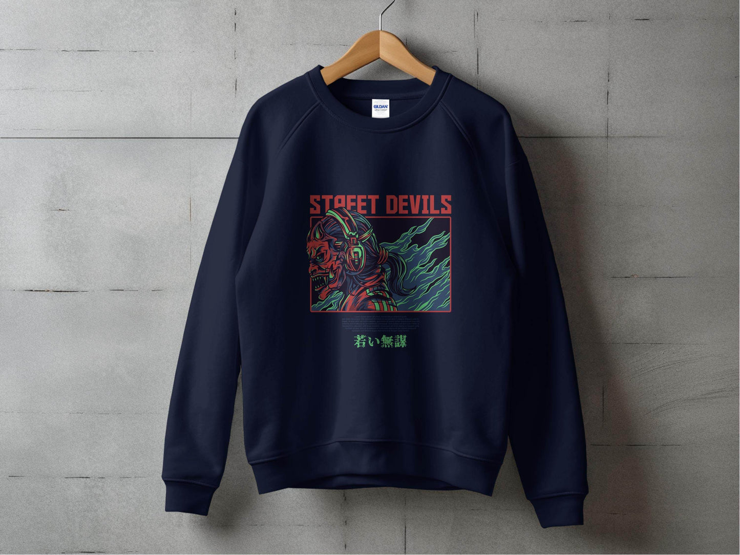 Street Devils Design Graphic Headphone Devil Art Sweater - Design & Vybe