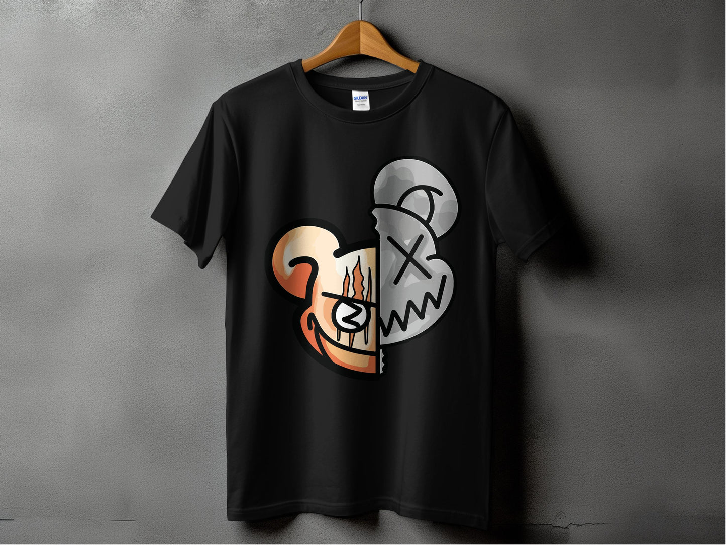 Unique Graphic Two-Faced Bear Design T-Shirt product
