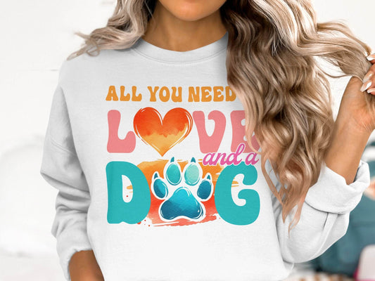 All You Need Is Love And A Dog Colorful Design Sweater - Design & Vybe