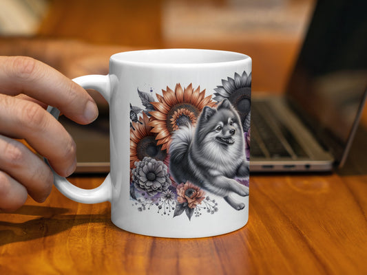 Hand Holding Floral Dog Print Ceramic Mug product