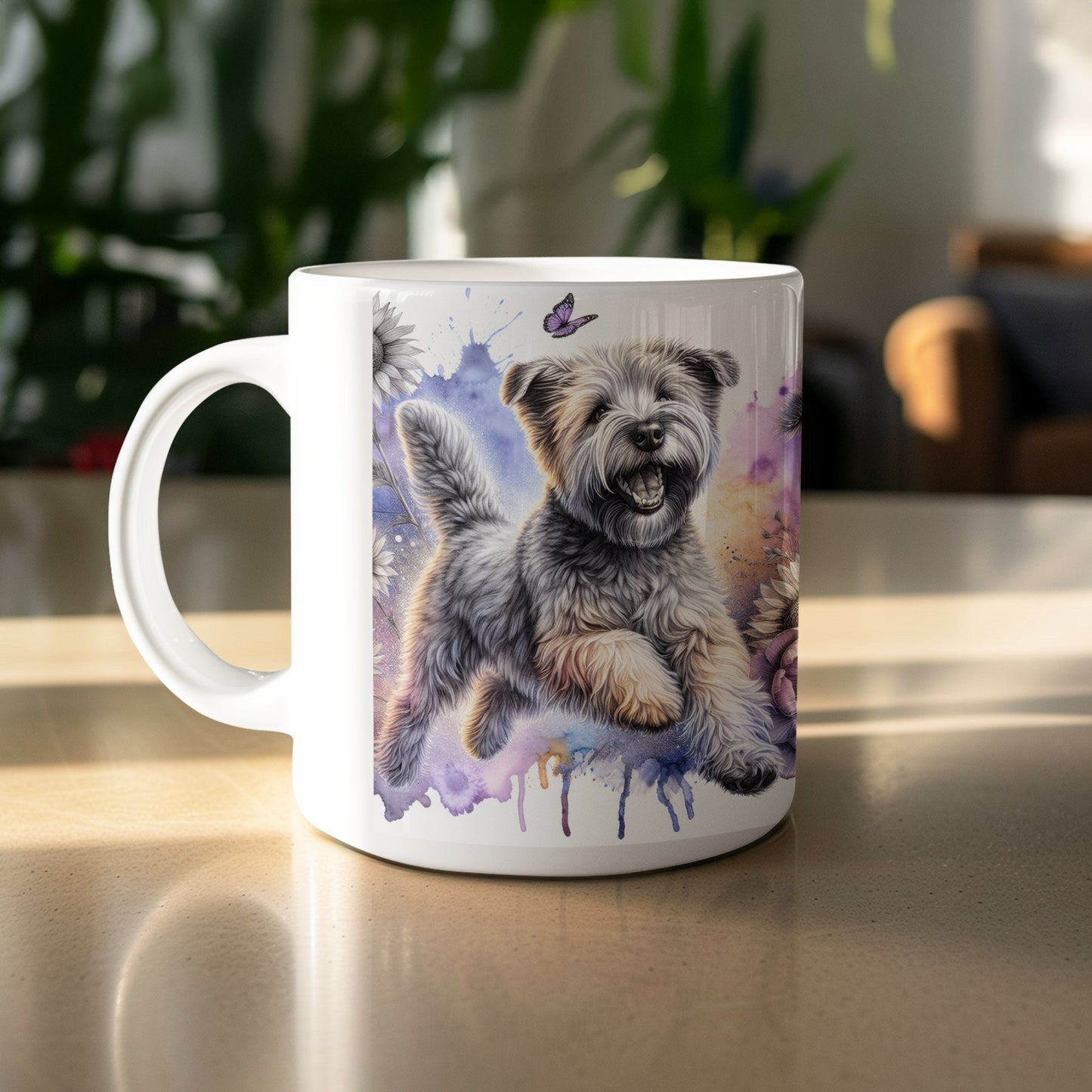 Cute Dog Art Mug with Butterfly Design product type