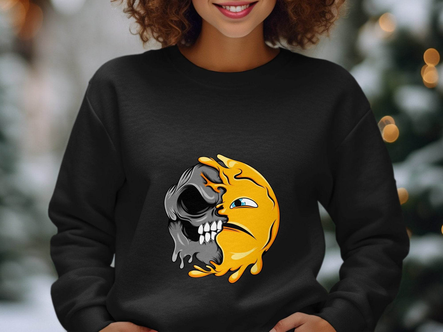Half Skull Half Sun Design Graphic Art Cool Print Sweater - Design & Vybe