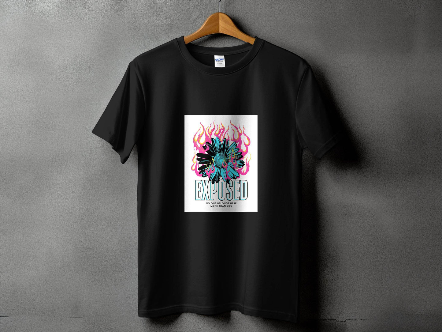 Exposed Flower With Pink Flames Graphic T-Shirt - Design & Vybe