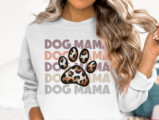 Dog Mama Paw Print Repeating Wording Design Image Sweater - Design & Vybe