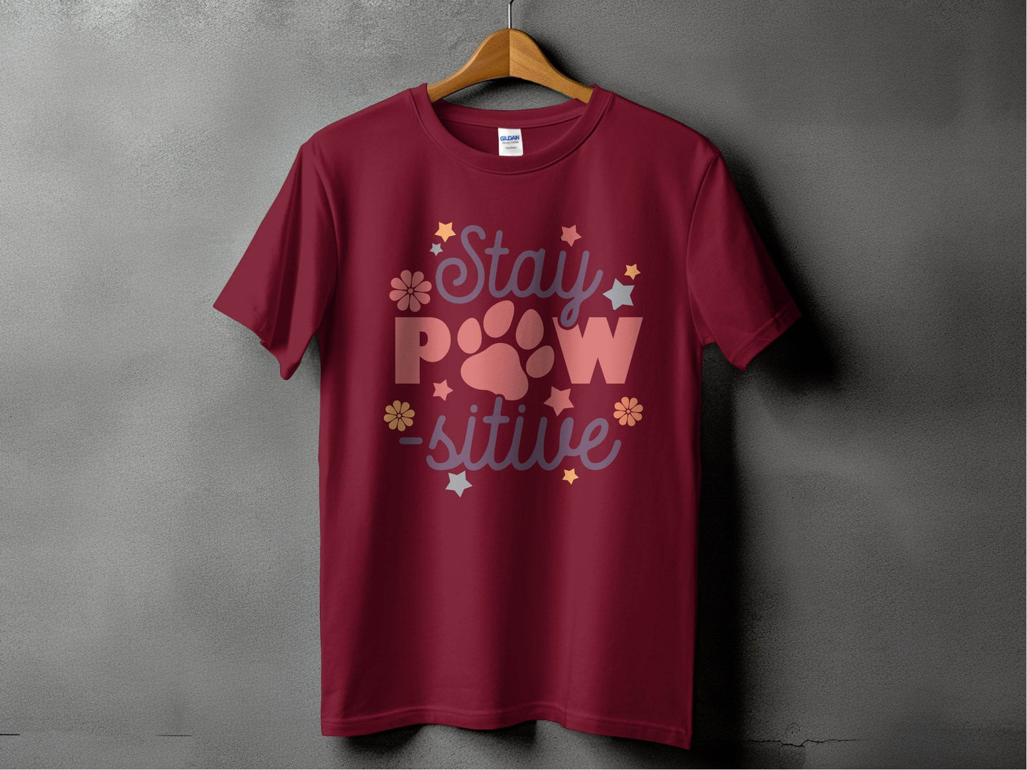 Stay Paw-sitive Pet Dog Animal Lover Graphic Design T-Shirt - Design & Vybe