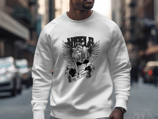 Angel in Urban City Design Printed Graphic Sweater - Design & Vybe