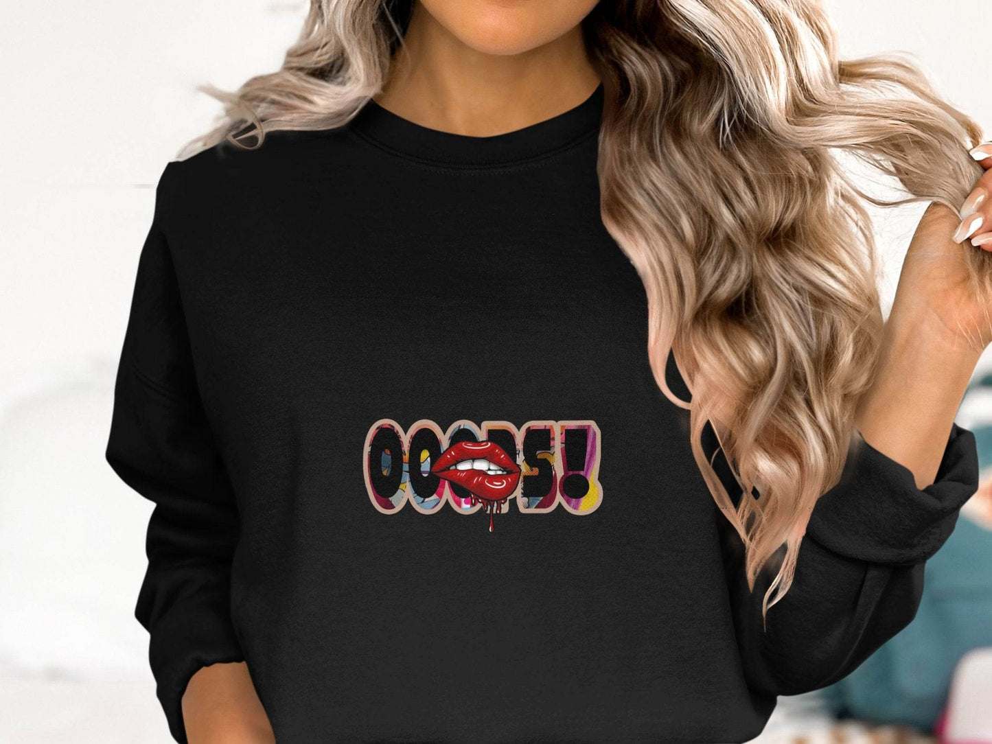 OOOPS With Red Lips Fashion Statement Sweater - Design & Vybe