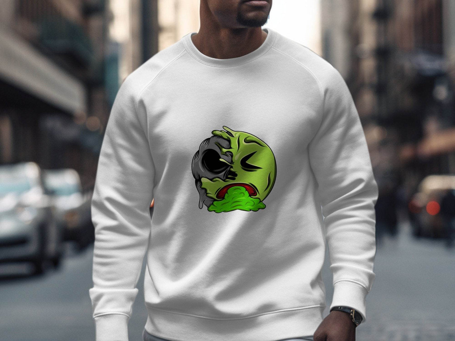 Half Zombie Half Emoji Graphic Design Illustration Sweater - Design & Vybe