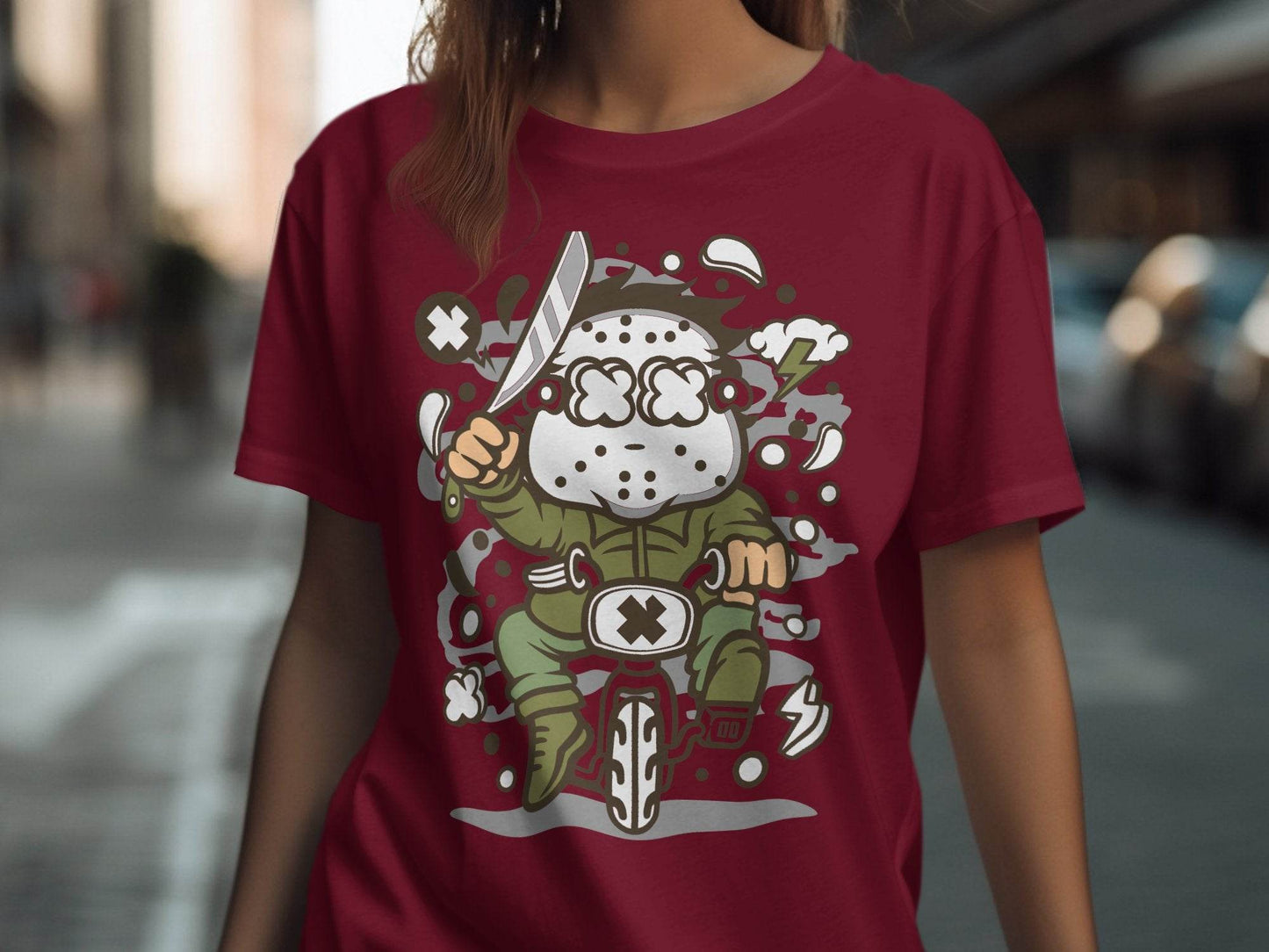 Cartoon Character on Tricycle Illustration Graphic T-Shirt - Design & Vybe