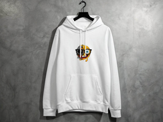 Quirky Smiley Face with Glasses Graphic Hoodie - Design & Vybe