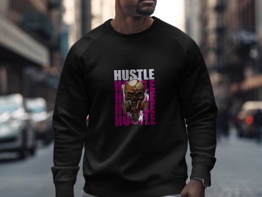 Hustle Skull With Gas Mask Graphic Design Sweater - Design & Vybe