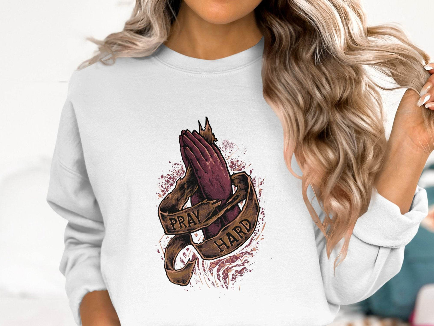 Pray Dark Hard Graphic Design Sweater - Design & Vybe